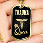 Trauma Queen Paramedic Nurse Necklace Stainless Steel or 18k Gold Dog Tag W 24" - Express Your Love Gifts