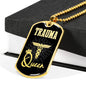 Trauma Queen Paramedic Nurse Necklace Stainless Steel or 18k Gold Dog Tag W 24" - Express Your Love Gifts