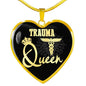 Trauma Queen Paramedic Nurse Necklace Stainless Steel or 18k Gold Heart Pendant 18-22" - Express Your Love Gifts