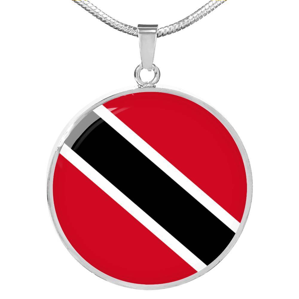 Trinidad And Tobago Flag Necklace Circle Pendant Stainless Steel or 18k Gold 18-22" - Express Your Love Gifts
