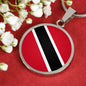 Trinidad And Tobago Flag Necklace Circle Pendant Stainless Steel or 18k Gold 18-22" - Express Your Love Gifts