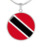Trinidad And Tobago Flag Necklace Circle Pendant Stainless Steel or 18k Gold 18-22" - Express Your Love Gifts