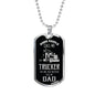Trucker Dad Dog Tag Stainless Steel or 18k Gold 24" Chain - Express Your Love Gifts