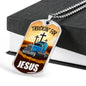 Truckin For Jesus Trucker Dog Tag Stainless Steel or 18k Gold 24" Chain Gift For Trucker - Express Your Love Gifts
