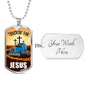 Truckin For Jesus Trucker Dog Tag Stainless Steel or 18k Gold 24" Chain Gift For Trucker - Express Your Love Gifts