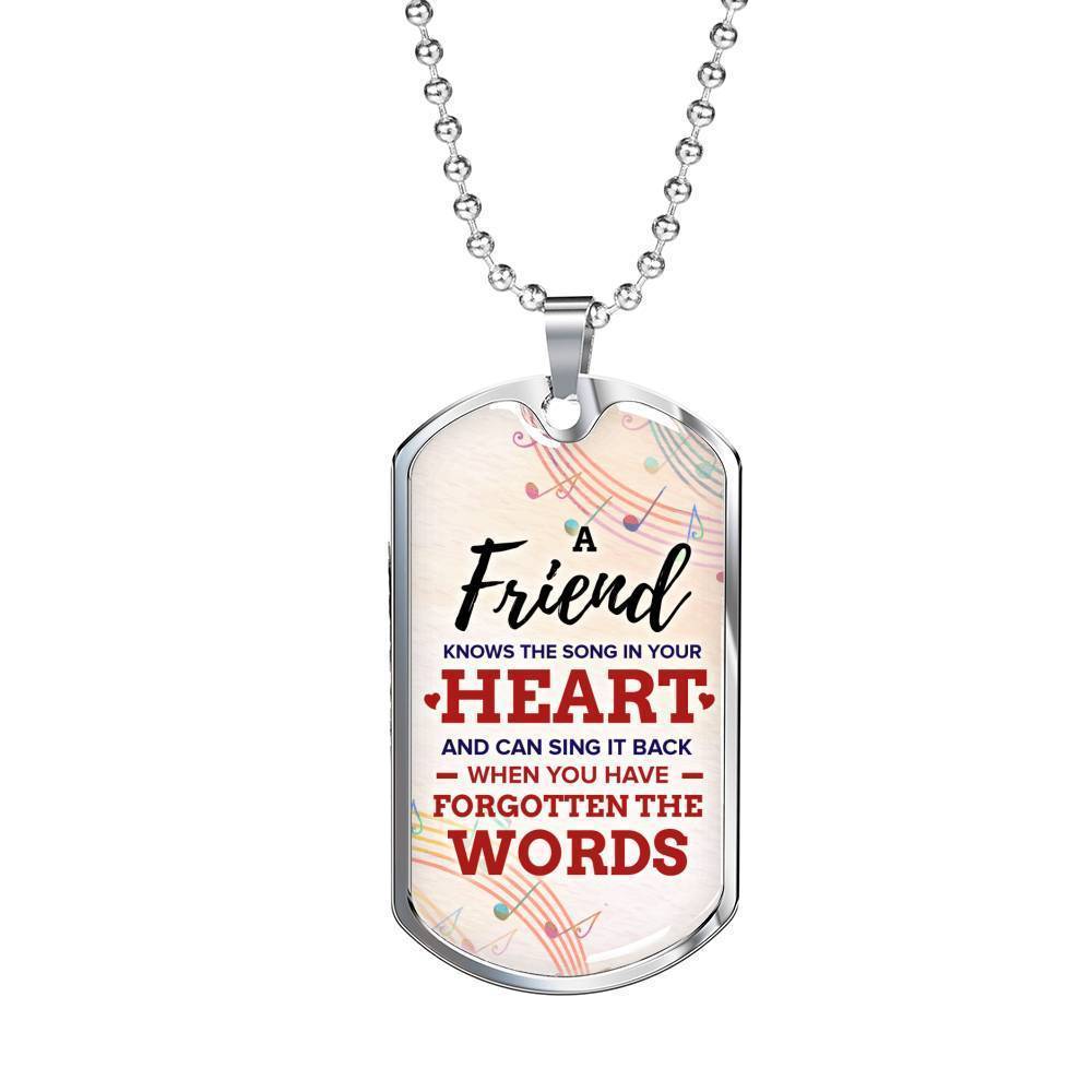 True Friend Necklace Stainless Steel or 18k Gold Dog Tag 24" Chain-Express Your Love Gifts