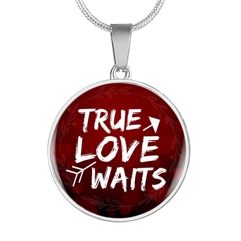 True Love Waits Circle Necklace Stainless Steel or 18k Gold 18-22"-Express Your Love Gifts
