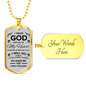 Trust God Proverbs 3:5-6 Necklace Stainless Steel or 18k Gold Dog Tag 24" Chain-Express Your Love Gifts