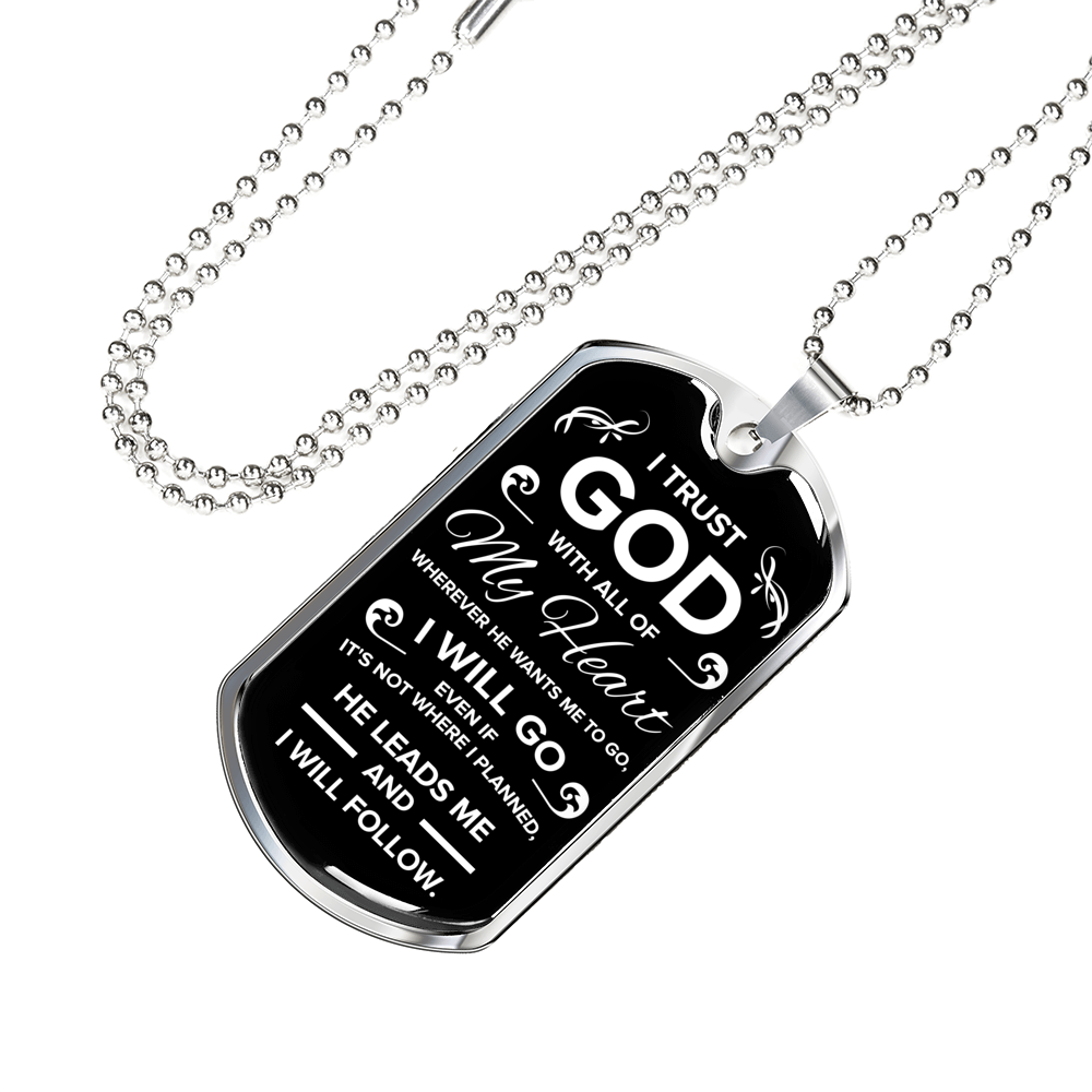 Trust In The Lord Necklace Stainless Steel or 18k Gold Dog Tag 24" Chain-Express Your Love Gifts