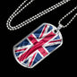UK Flag Distressed Flag Necklace Stainless Steel or 18k Gold Dog Tag 24"-Express Your Love Gifts