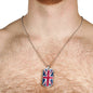 UK Flag Distressed Flag Necklace Stainless Steel or 18k Gold Dog Tag 24"-Express Your Love Gifts