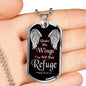 Under His Wings You Will Find Refuge Necklace Stainless Steel or 18k Gold Dog Tag 24" Chain - Express Your Love Gifts