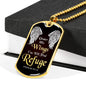 Under His Wings You Will Find Refuge Necklace Stainless Steel or 18k Gold Dog Tag 24" Chain - Express Your Love Gifts