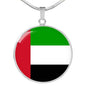 United Arab Emirates Flag Circle Necklace Stainless Steel or 18k Gold 18-22" - Express Your Love Gifts