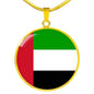 United Arab Emirates Flag Circle Necklace Stainless Steel or 18k Gold 18-22" - Express Your Love Gifts