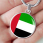 United Arab Emirates Flag Circle Necklace Stainless Steel or 18k Gold 18-22" - Express Your Love Gifts
