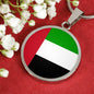 United Arab Emirates Flag Circle Necklace Stainless Steel or 18k Gold 18-22" - Express Your Love Gifts
