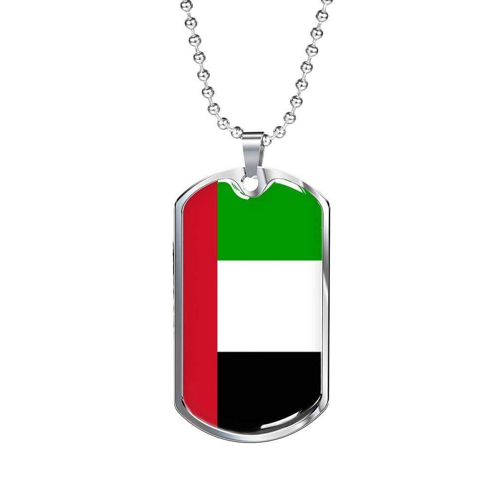 United Arab Emirates Flag Necklace United Arab Emirates Flag Stainless Steel or 18k Gold Dog Tag 24" - Express Your Love Gifts