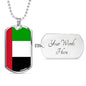 United Arab Emirates Flag Necklace United Arab Emirates Flag Stainless Steel or 18k Gold Dog Tag 24" - Express Your Love Gifts