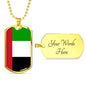 United Arab Emirates Flag Necklace United Arab Emirates Flag Stainless Steel or 18k Gold Dog Tag 24" - Express Your Love Gifts