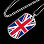 United Kingdom Flag Necklace Stainless Steel or 18k Gold Dog Tag 24" - Express Your Love Gifts