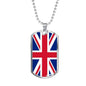 United Kingdom Flag Necklace Stainless Steel or 18k Gold Dog Tag 24" - Express Your Love Gifts