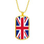 United Kingdom Flag Necklace Stainless Steel or 18k Gold Dog Tag 24" - Express Your Love Gifts