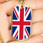 United Kingdom Flag Necklace Stainless Steel or 18k Gold Dog Tag 24" - Express Your Love Gifts