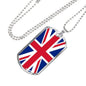 United Kingdom Flag Necklace Stainless Steel or 18k Gold Dog Tag 24" - Express Your Love Gifts