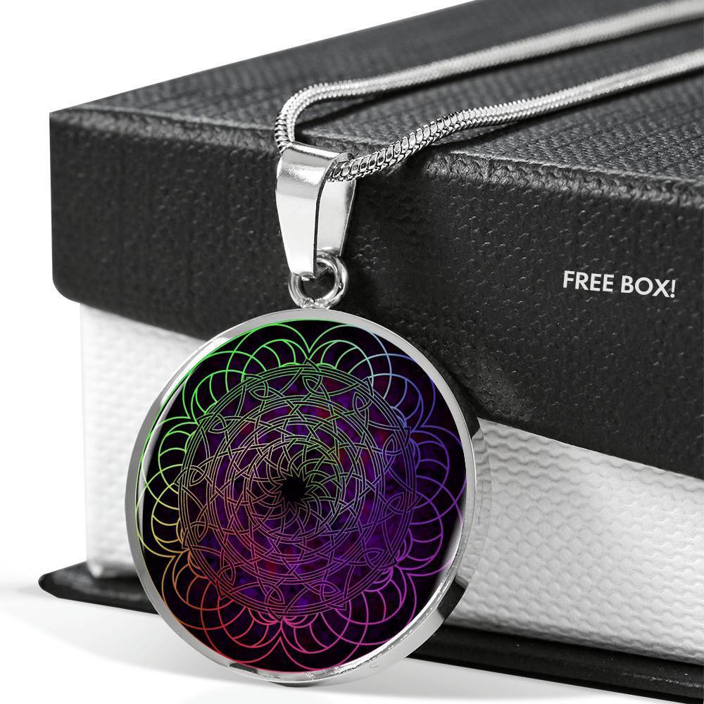 Universe Yoga Vibes Necklace Circle Necklace Stainless Steel or 18k Gold 18-22" - Express Your Love Gifts
