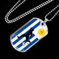 Uruguay Flag And Futbol/Soccer Necklace Stainless Steel or 18k Gold Dog Tag 24" Chain-Express Your Love Gifts