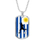 Uruguay Flag And Futbol/Soccer Necklace Stainless Steel or 18k Gold Dog Tag 24" Chain-Express Your Love Gifts