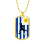 Uruguay Flag And Futbol/Soccer Necklace Stainless Steel or 18k Gold Dog Tag 24" Chain-Express Your Love Gifts
