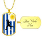 Uruguay Flag And Futbol/Soccer Necklace Stainless Steel or 18k Gold Dog Tag 24" Chain-Express Your Love Gifts