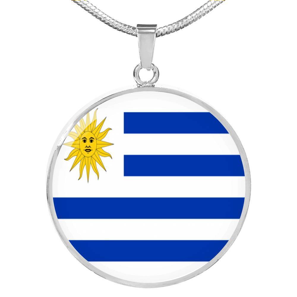 Uruguay Flag Necklace Uruguay Flag Stainless Steel or 18k Gold 18-22" - Express Your Love Gifts