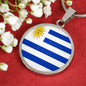 Uruguay Flag Necklace Uruguay Flag Stainless Steel or 18k Gold 18-22" - Express Your Love Gifts