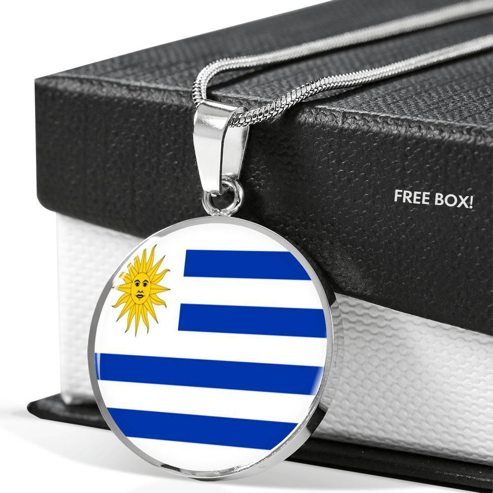 Uruguay Flag Necklace Uruguay Flag Stainless Steel or 18k Gold 18-22" - Express Your Love Gifts