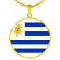 Uruguay Flag Necklace Uruguay Flag Stainless Steel or 18k Gold 18-22" - Express Your Love Gifts