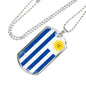 Uruguay Flag Necklace Uruguay Flag Stainless Steel or 18k Gold Dog Tag 24" - Express Your Love Gifts