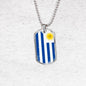 Uruguay Flag Necklace Uruguay Flag Stainless Steel or 18k Gold Dog Tag 24" - Express Your Love Gifts