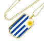 Uruguay Flag Necklace Uruguay Flag Stainless Steel or 18k Gold Dog Tag 24" - Express Your Love Gifts
