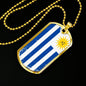 Uruguay Flag Necklace Uruguay Flag Stainless Steel or 18k Gold Dog Tag 24" - Express Your Love Gifts
