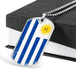 Uruguay Flag Necklace Uruguay Flag Stainless Steel or 18k Gold Dog Tag 24" - Express Your Love Gifts