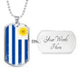 Uruguay Flag Necklace Uruguay Flag Stainless Steel or 18k Gold Dog Tag 24" - Express Your Love Gifts