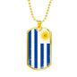 Uruguay Flag Necklace Uruguay Flag Stainless Steel or 18k Gold Dog Tag 24" - Express Your Love Gifts