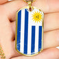 Uruguay Flag Necklace Uruguay Flag Stainless Steel or 18k Gold Dog Tag 24" - Express Your Love Gifts