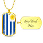 Uruguay Flag Necklace Uruguay Flag Stainless Steel or 18k Gold Dog Tag 24" - Express Your Love Gifts