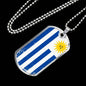 Uruguay Flag Necklace Uruguay Flag Stainless Steel or 18k Gold Dog Tag 24" - Express Your Love Gifts