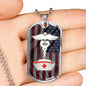 US Flag Caduceus Nurse Necklace Stainless Steel or 18k Gold Dog Tag 24" Chain-Express Your Love Gifts
