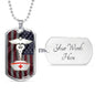 US Flag Caduceus Nurse Necklace Stainless Steel or 18k Gold Dog Tag 24" Chain-Express Your Love Gifts